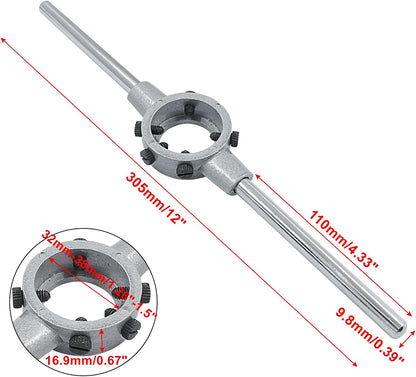 1-1/2 Inch (38mm) Die Stock Handle Wrench, M12-M14 Adjustable Die Wrench Handle Holder, Heavy Duty Round Die Holder