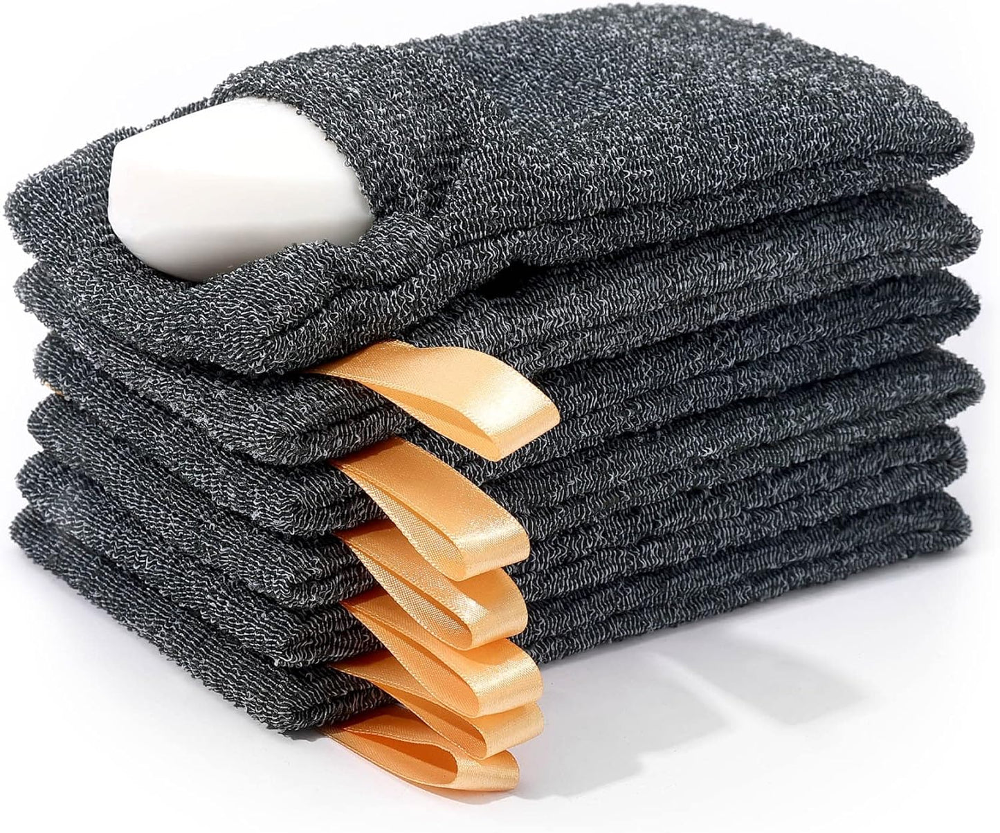 6-Pack Soap Pocket Exfoliating Soap Saver Pouch, Body Scrubber Rough Sponge Exfoliator for Bath or Shower, Gray Mesh Bar Soap Foam Lather Pouch