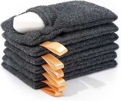 6-Pack Soap Pocket Exfoliating Soap Saver Pouch, Body Scrubber Rough Sponge Exfoliator for Bath or Shower, Gray Mesh Bar Soap Foam Lather Pouch