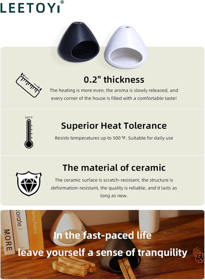 Ceramic Palo Santo Holder - Modern Incense Burner for Meditation,Yoga and Energy Cleansing - Wood Sticks Dish, Cone Burner - Inspired Home Decor Gift (White)