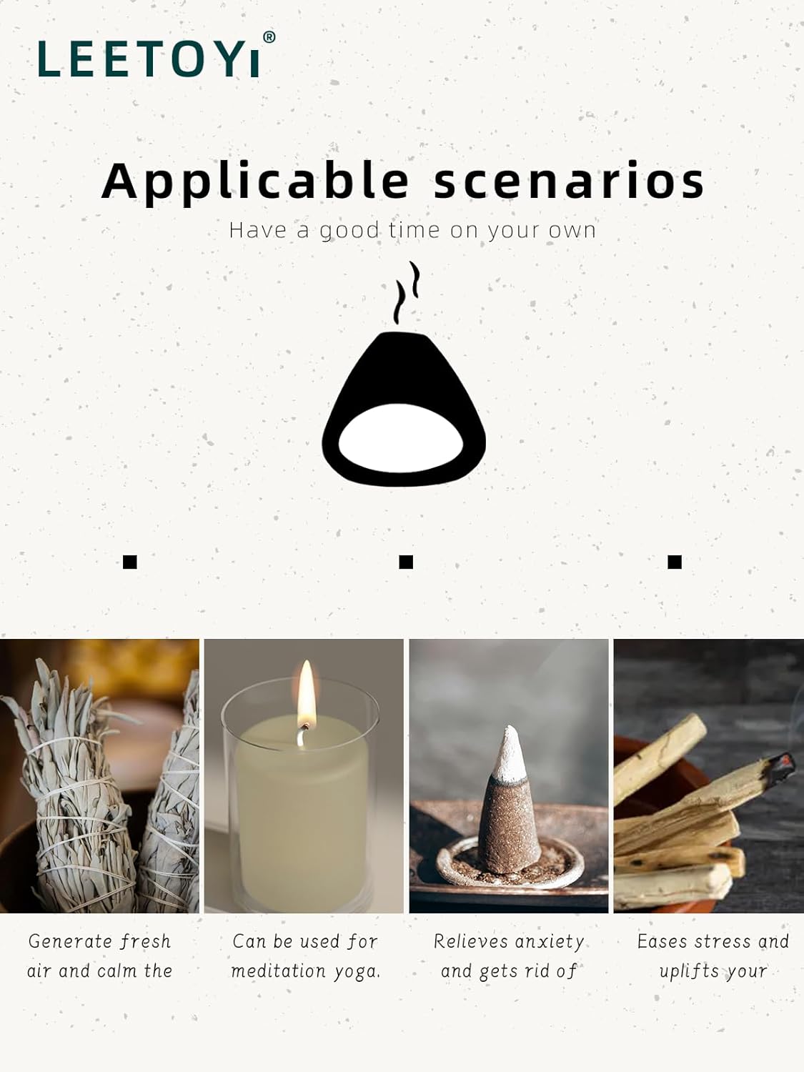 Ceramic Palo Santo Holder - Modern Incense Burner for Meditation,Yoga and Energy Cleansing - Wood Sticks Dish, Cone Burner - Inspired Home Decor Gift (White)
