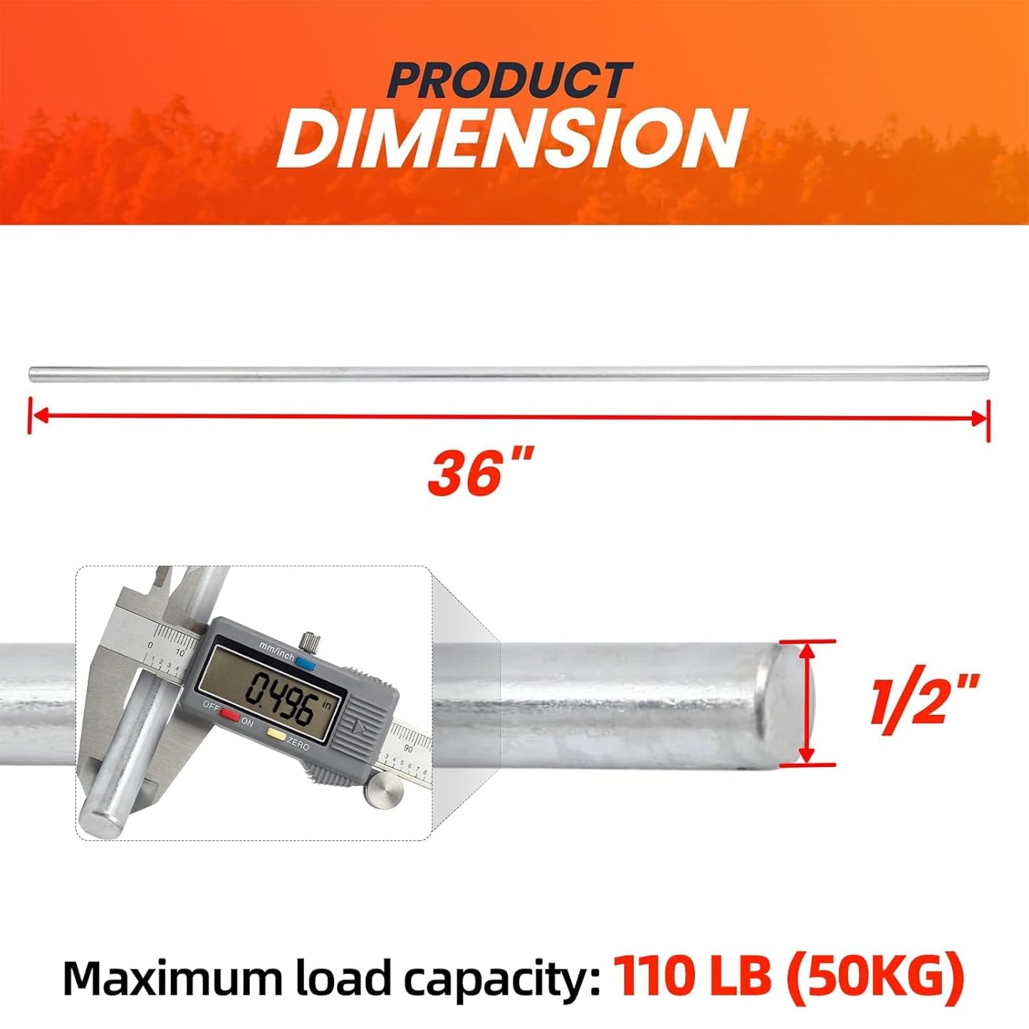 (2+4 Pack) 1/2" x 36" Zinc Plated Steel Rods and 1/2" Bore Solid Steel Shaft Collars, Durable Shaft and Collars Suitable for Machinery and Industrial Use