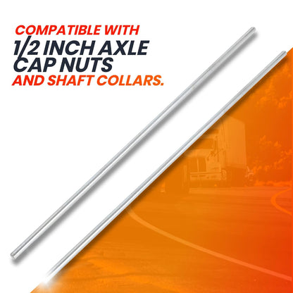 (2+4 Pack) 1/2" x 36" Zinc Plated Steel Rods and 1/2" Bore Solid Steel Shaft Collars, Durable Shaft and Collars Suitable for Machinery and Industrial Use