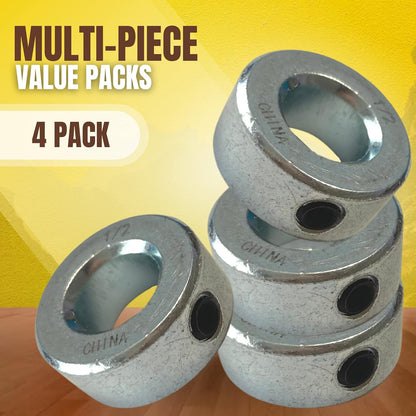 (2+4 Pack) 1/2" x 36" Zinc Plated Steel Rods and 1/2" Bore Solid Steel Shaft Collars, Durable Shaft and Collars Suitable for Machinery and Industrial Use