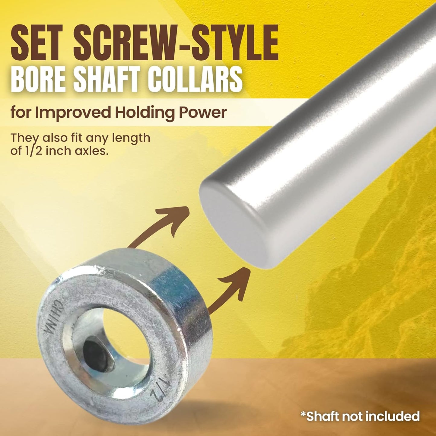 (2+4 Pack) 1/2" x 36" Zinc Plated Steel Rods and 1/2" Bore Solid Steel Shaft Collars, Durable Shaft and Collars Suitable for Machinery and Industrial Use