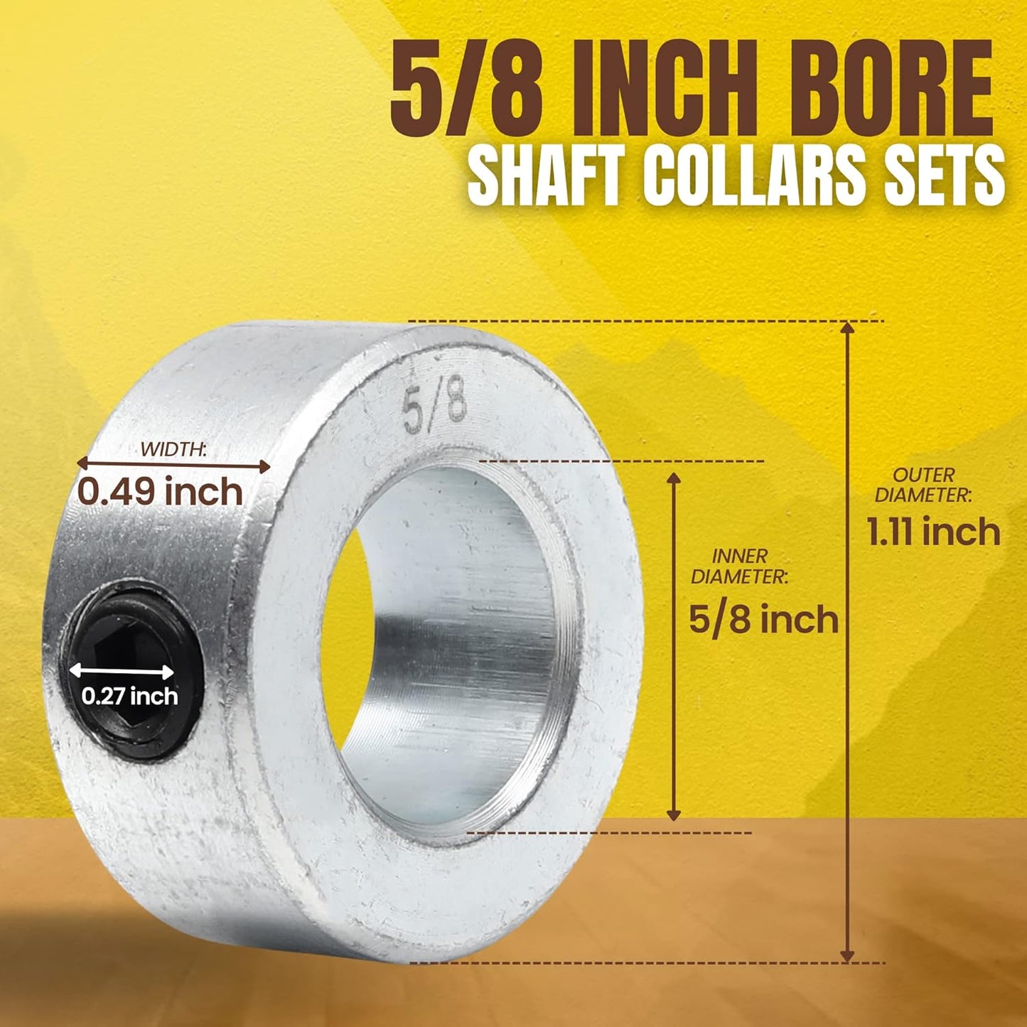 (2+4 Pack) 5/8" x 36" Zinc Plated Steel Rods and 5/8" Bore Solid Steel Shaft Collars, for Use as an Axle Shaft on Hand Trucks Dollies Wagons Wheelbarrows