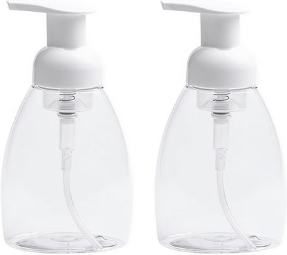 2-Pack Foaming Soap Dispenser Pump Bottles,Foam Hand Soap Dispenser with Refillable Plastic Container for Shampoo for Bathroom & Kitchen-Clear,8 oz(250ml)