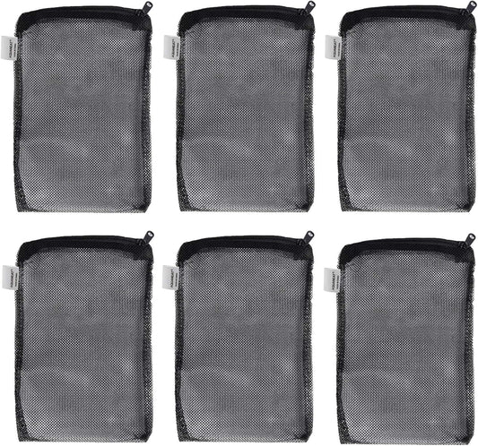 Black mesh filter bag with plastic zipper and metal grommet, set of 6
