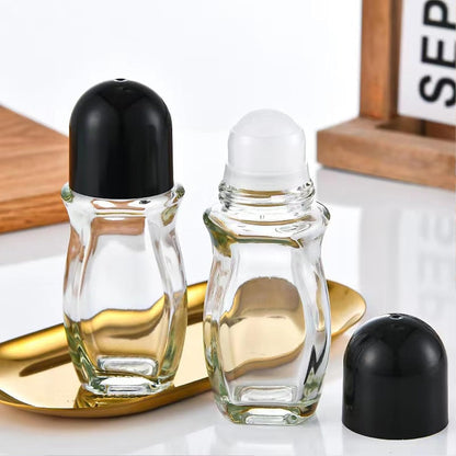 2PCS Glass Empty Roller Bottles with Plastic Roller Ball, Deodorant Roll On Bottles Containers Leak Proof Massage Roller Ball Bottles with Cap For Essential Oils Perfume Cosmetics (30ml+50ml)