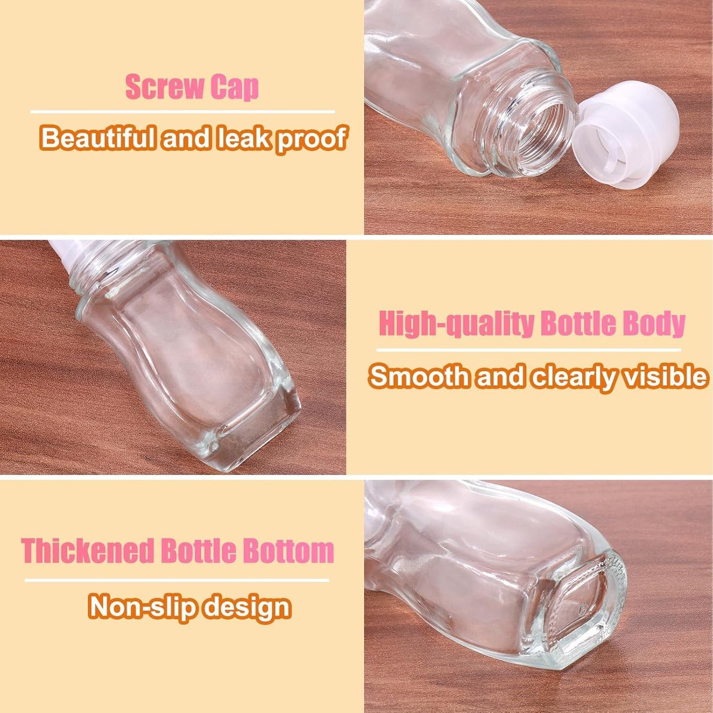 2PCS Glass Empty Roller Bottles with Plastic Roller Ball, Deodorant Roll On Bottles Containers Leak Proof Massage Roller Ball Bottles with Cap For Essential Oils Perfume Cosmetics (30ml+50ml)