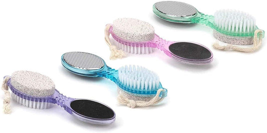 Pedicure tool set with pumice stone and nail brush, assorted colors