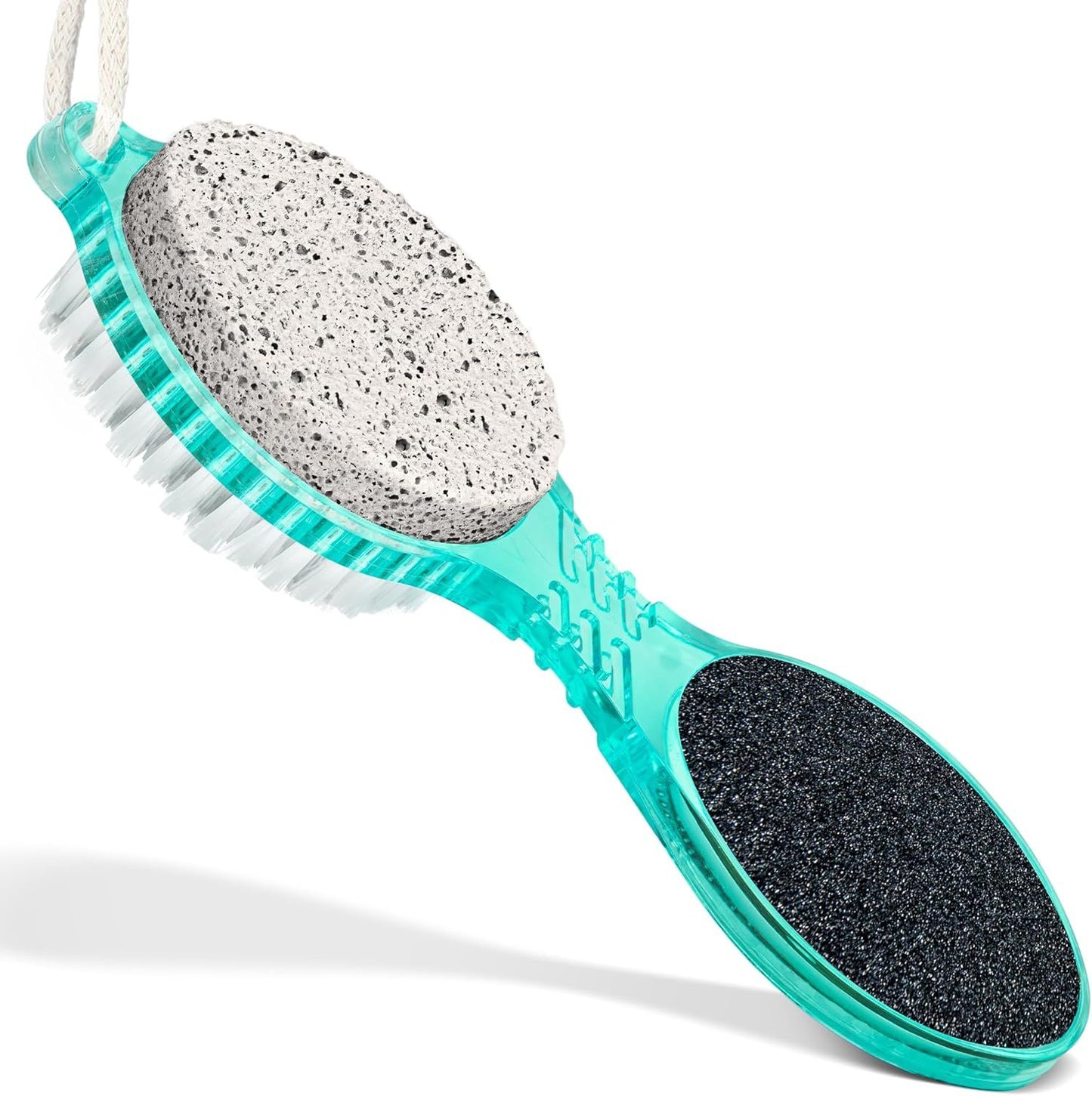 (4 in 1) Pedicure Paddle Kit Tool with Pumice Stone for Feet, Foot Hand Toe Nail Cleaning Brush, Metal File and Emery Board, Manicure Foot Rasp Callus Remover Pedi Set (Random Color, 1 Pack)