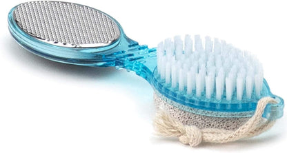 (4 in 1) Pedicure Paddle Kit Tool with Pumice Stone for Feet, Foot Hand Toe Nail Cleaning Brush, Metal File and Emery Board, Manicure Foot Rasp Callus Remover Pedi Set (Random Color, 1 Pack)