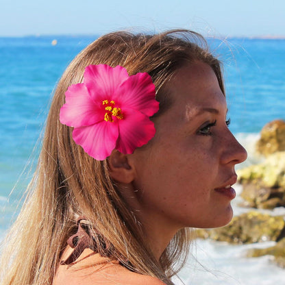 3 Pack Hawaiian Flower Hair Clips, 3.5" Tropical Plumeria Hibiscus Flower Hair Clip for Women, Hibiscus Hair Clips for Beach, Luau, Wedding Accessories