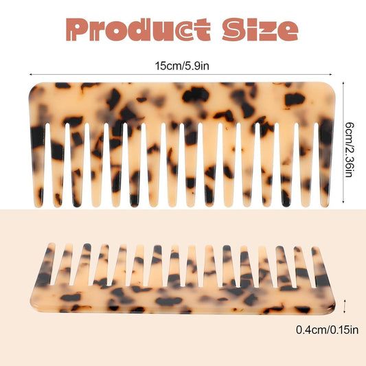 Large wide-tooth detangling combs, tortoise shell and light ivory colors