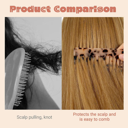 2PCS Large Wide Tooth Combs for Curls, Tortoise Shell Comb, Large Detangling Comb Cellulose Detangler Combs for Women Thick Curly Wavy Wet Dry Hair (Tortoise Shell, Ivory)