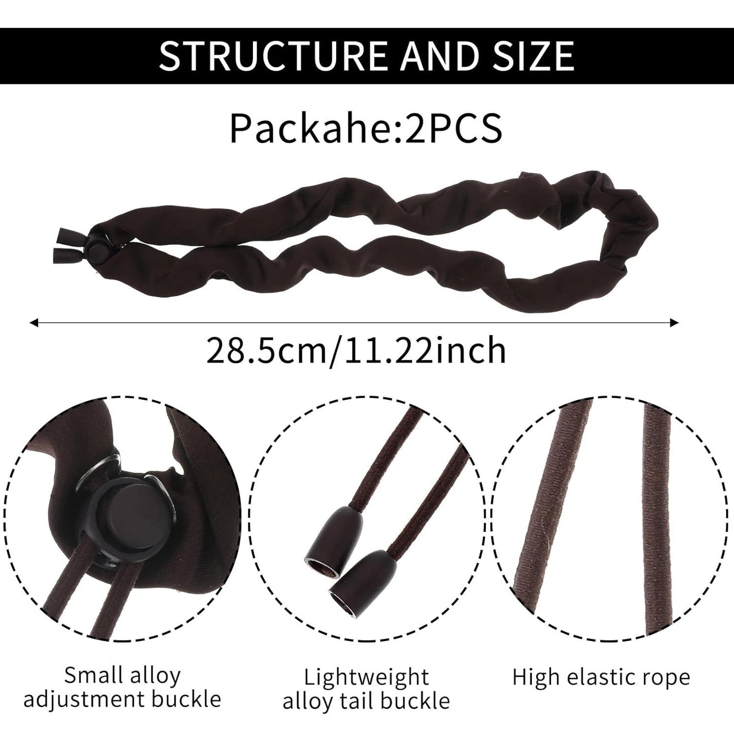 2PCS Adjustable Satin Hair Ties for Curly Hairs, Large Hair Scrunchies for Women, Thick Curly Hairstyle Accessories Afro Puffs Ponytails Locs Pineapples