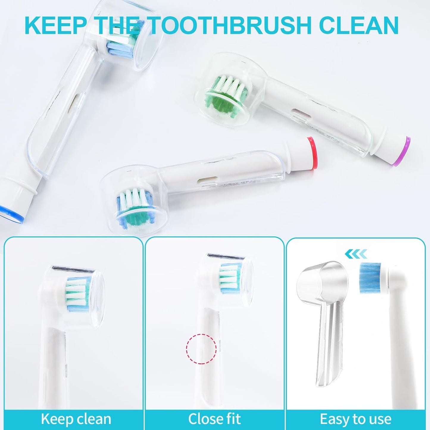Toothbrush Head Covers Compatible with Oral-B Braun Replacement Brush Heads, Clear Toothbrush Protection Cover, Tooth Brush Head Covers for Home, Travel and Everyday Use(10 PCS)