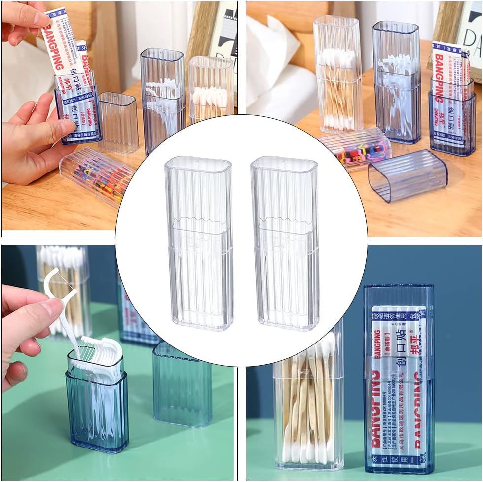 4 Pcs Cotton Swab Holder for Travel Mini Travel Swab Case Box for Makeup Sponge Cotton Swabs Hair Ties Floss Cosmetics Makeup Bedroom Travel