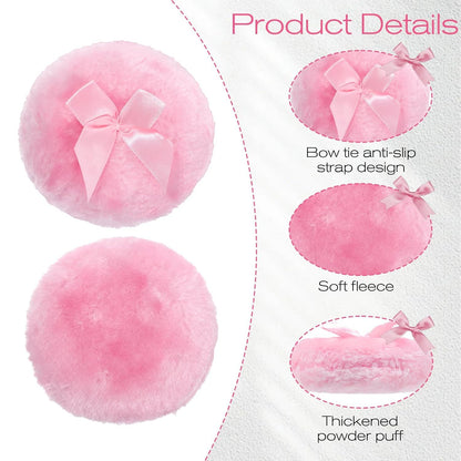 4 PCS Large Fluffy Body Powder Puff, Soft Powder Puff for Body Face, 4 Colors Washable Reusable Makeup Puffs