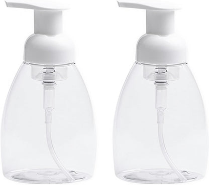 2-Pack Foaming Soap Dispenser Pump Bottles,Foam Hand Soap Dispenser with Refillable Plastic Container for Shampoo for Bathroom & Kitchen-Clear,8 oz(250ml)