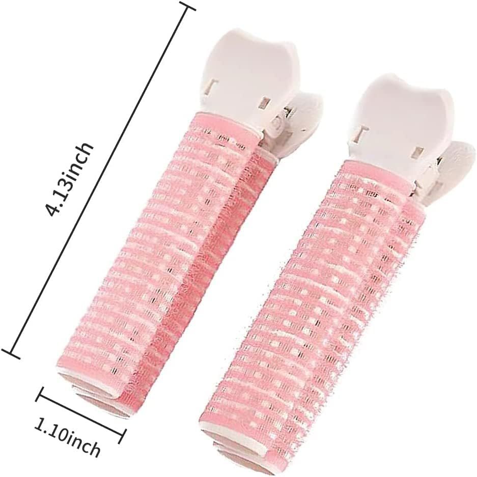 4 Pcs Pink Hair Rollers with Clip, Volumizing Hair Root Clips Bangs Curler DIY Hair Styling Accessories Hair Roller Tools