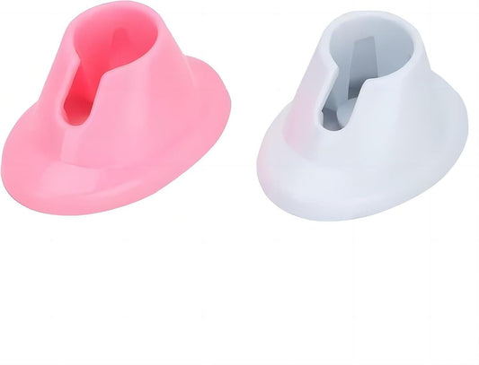 Pink soft rubber nail polish bottle holder with anti-spill spout