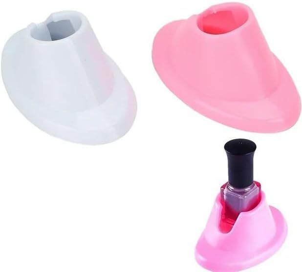 2pcs Pink & White Soft Rubber Nail Polish Bottle Holder - Anti-Spill Nail Art Organizer & Display - Salon Professional Manicure Tools