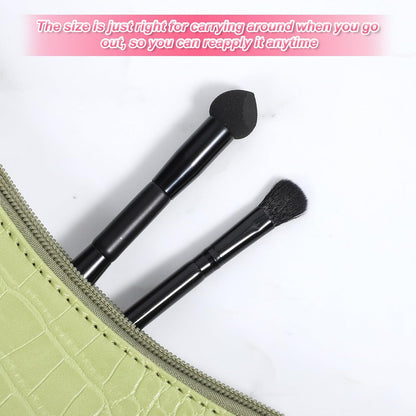 2 Pcs Dual Ended Hairline Brushes, Hairline Concealer Brush Set with Sponge Tip and Soft Bristles for Covering Hair Root Travel Makeup Brush Set for Concealer, Contour, Root Touch Up