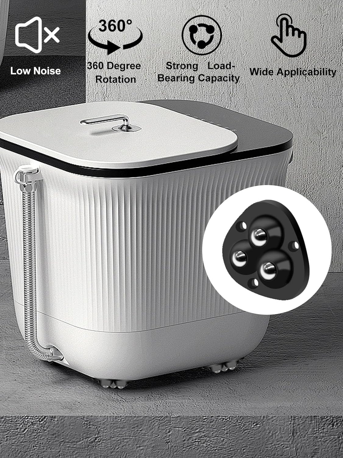 Small Appliance Caster Wheels,12 Pcs Mini Appliance Rollers for Kitchen Appliances Countertop 360°Rotation Self Adhesive Swivel Wheels for Coffee Maker,Storage Bins,Trash Can(Black)