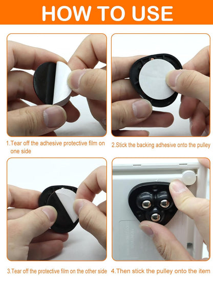 Small Appliance Caster Wheels,12 Pcs Mini Appliance Rollers for Kitchen Appliances Countertop 360°Rotation Self Adhesive Swivel Wheels for Coffee Maker,Storage Bins,Trash Can(Black)