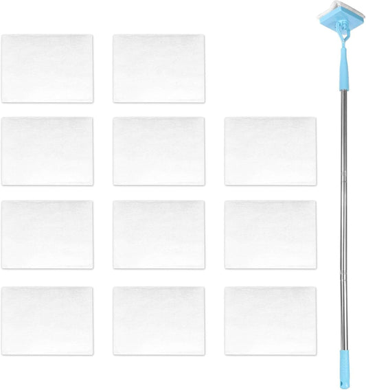 White square microfiber pad refills, pack of 10, for wet and dry use