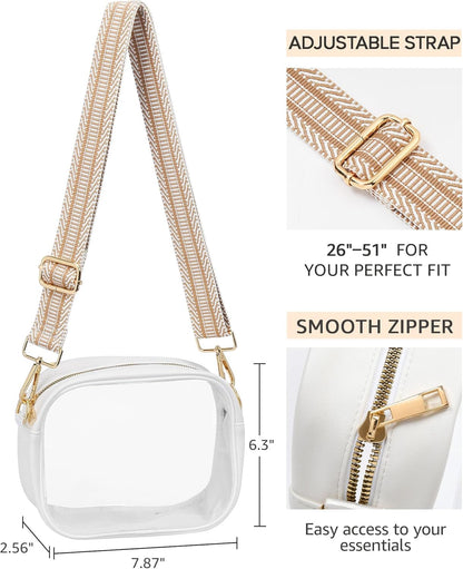 Clear Bag for Stadium Events, Clear Purse for Women Stadium Crossbody, Transparent Bag for Concert Sport Festival Fans