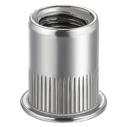 Rivet Nut 1/4"-20UNC 100Pcs Stainless Steel 304 Finish Flat Head Rivnut Threaded Insert Nut Knurled Body