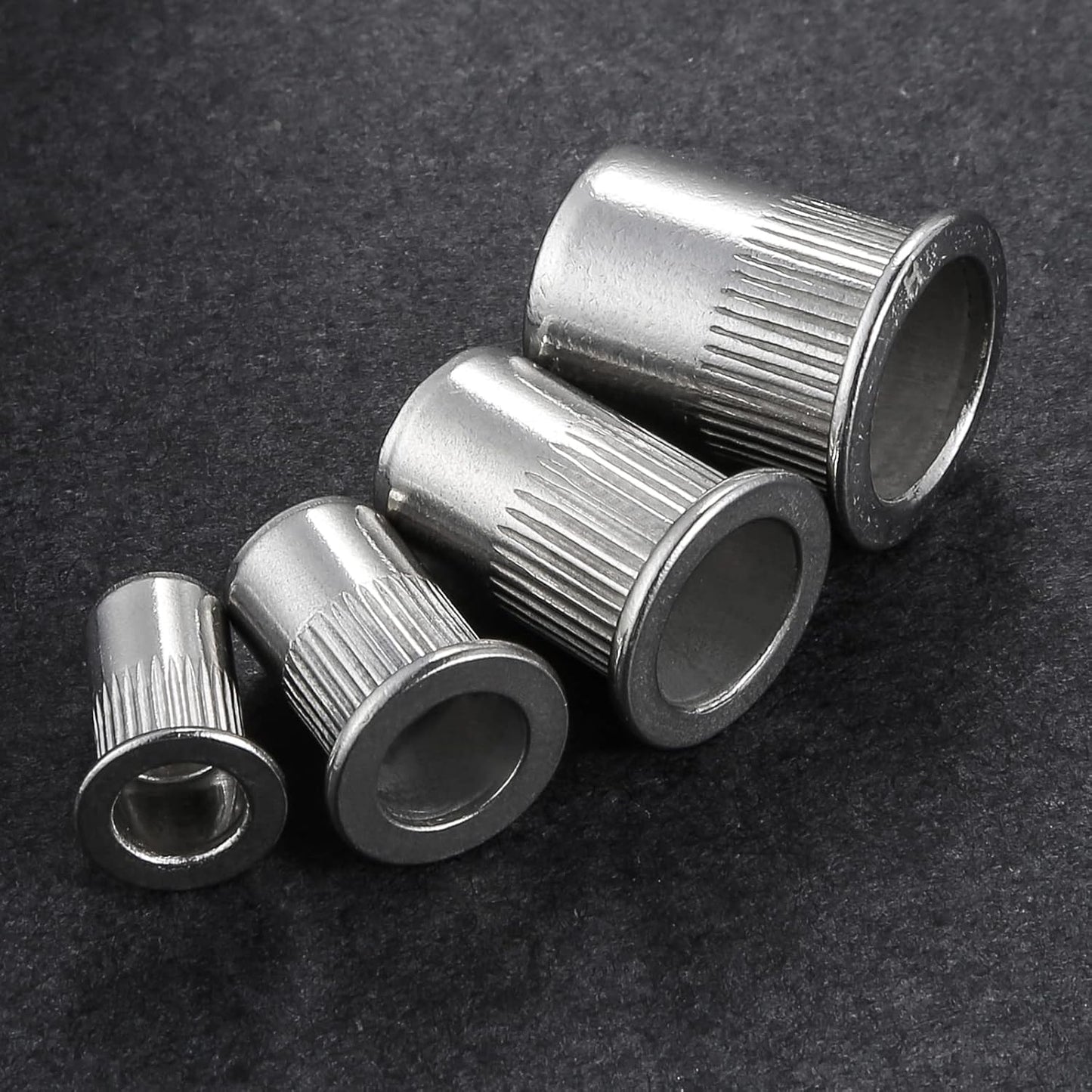 Rivet Nut 1/4"-20UNC 100Pcs Stainless Steel 304 Finish Flat Head Rivnut Threaded Insert Nut Knurled Body