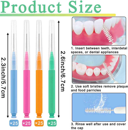 100pcs Interdental Brhes Dental Cleaning Tools Tooth Floss Picks Oral Hygiene Toothpicks