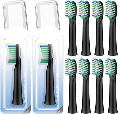 10 Pack Toothbrh Replacement Heads Compatible with Rtauys M5 Sonic Electric Toothbrh(Black, 10 Count(Pack of 1))