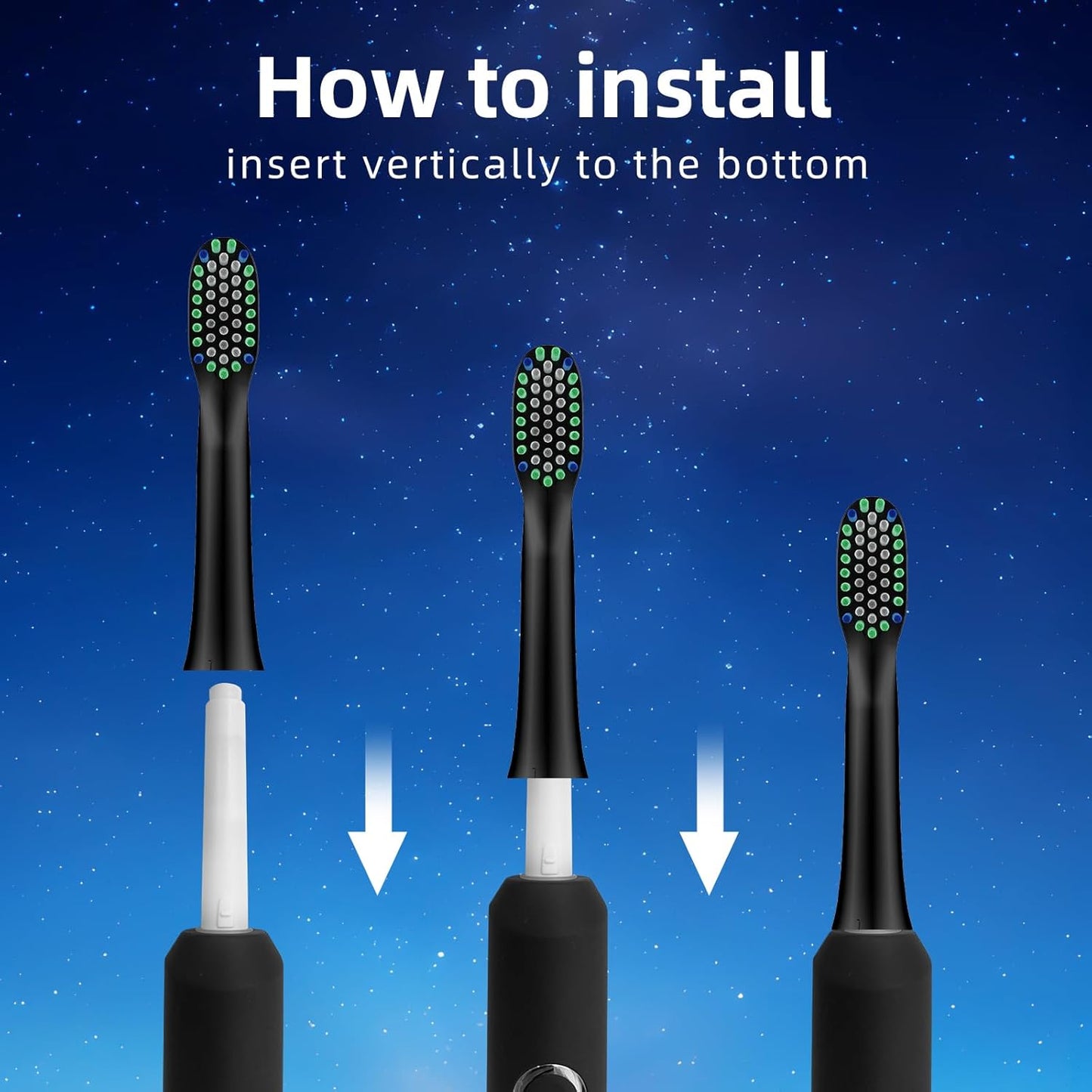 10 Pack Toothbrh Replacement Heads Compatible with Rtauys M5 Sonic Electric Toothbrh(Black, 10 Count(Pack of 1))