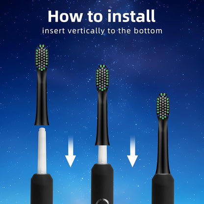 10 Pack Toothbrh Replacement Heads Compatible with Rtauys M5 Sonic Electric Toothbrh(Black, 10 Count(Pack of 1))