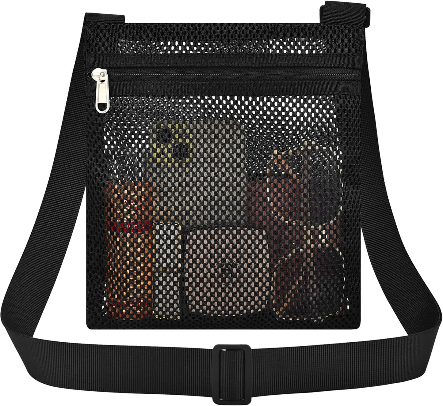 Heavy Duty Semi-Transparent Mesh Purse See Through Mesh Crossbody Bag