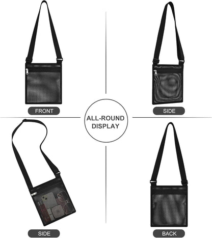 Heavy Duty Semi-Transparent Mesh Purse See Through Mesh Crossbody Bag
