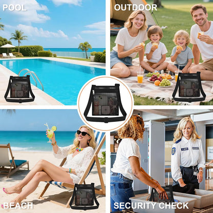 Heavy Duty Semi-Transparent Mesh Purse See Through Mesh Crossbody Bag