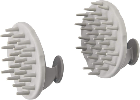 White scalp hair massager brush head with soft bristles, 2-pack.