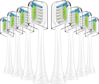 Replacement Brh Heads Compatible with Philips SoniCare Electric Toothbrhes, Dupont Bristles for Effective Cleaning, Click-on System, 8 Pack, White