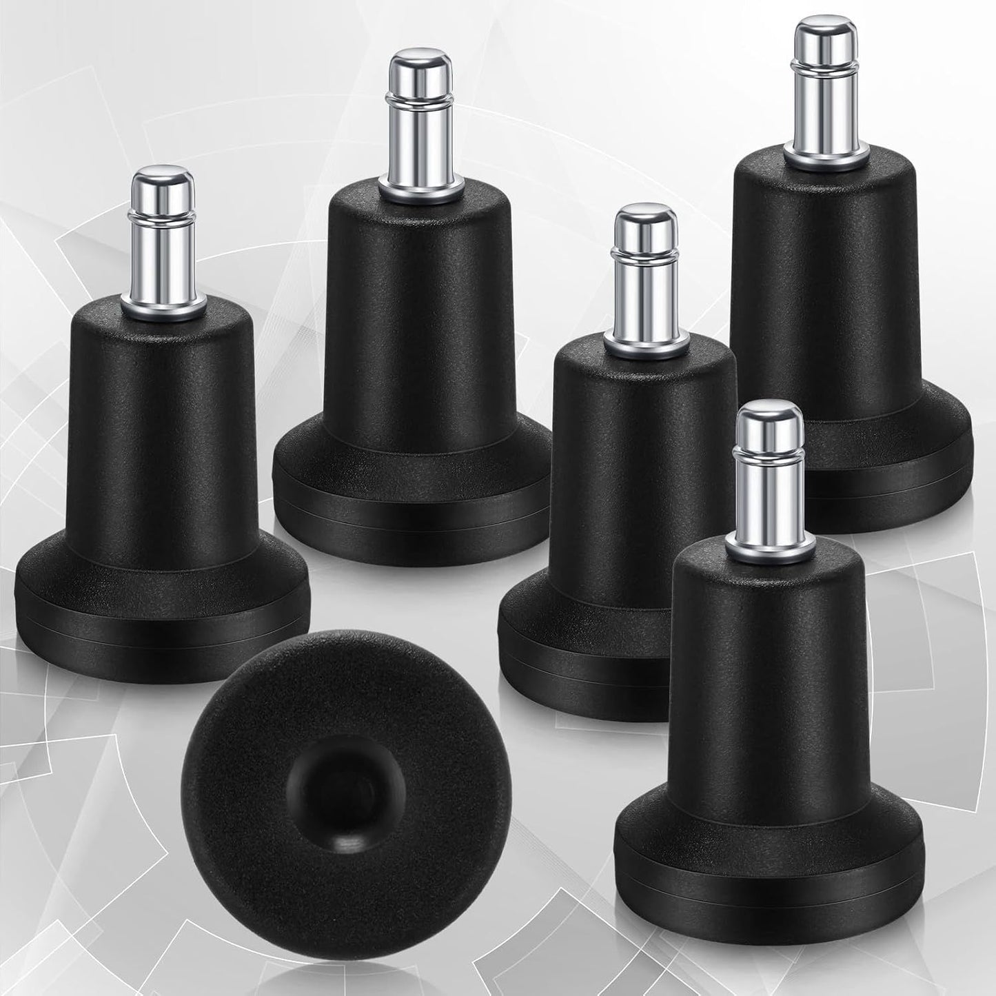 5 Pieces Bell Glides Replacement Office Chair Wheels Stopper Office Chair Swivel Caster Wheels Stool Bell Glides with Separate Self Adhesive Pads (High Profile)