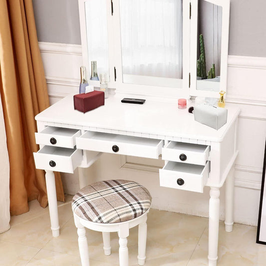 Off-white rectangular tissue box cover on a vanity countertop