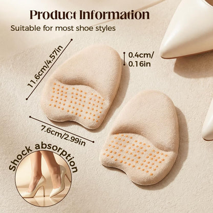 Metatarsal Pads for Women, 2026 Upgraded Ball of Foot Chions, Shoe Inserts with Non-Slip Design, One Size Fits All Breathable Comfort Insoles for High Heels, Sneakers, Sandals (Khaki, 3 Pairs)