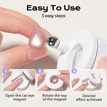 2026 New Rotating Cat Eye Magnet, Beginner-Friendly Nail Tool with Magnetic Force, Easy DIY Glossy Cat Eye Effect (Pink - Steel Ball)