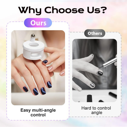 2026 New Rotating Cat Eye Magnet, Beginner-Friendly Nail Tool with Magnetic Force, Easy DIY Glossy Cat Eye Effect (Pink - Steel Ball)