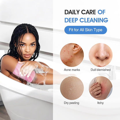 3 Pcs African Net Bath Sponge Double Layer Exfoliating Washcloth Body Scrubber with Handle for Adult and Kids